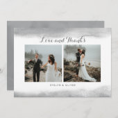 灰色の水彩画のすくいの結婚式の写真のサンキューカード サンキューカード (正面/裏面)