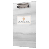 灰色の水彩画のピンクのAppleの先生のクリップボード クリップボード (左)