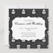 灰色の水彩画の死んだダマスク織の砂糖のスカル 招待状 (裏面)