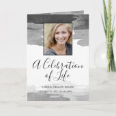 灰色の水彩画の生命お祝いの葬式プログラム プログラム (正面)