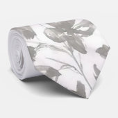 灰色の水彩画の花 ネクタイ (ロール)