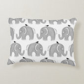 灰色の水彩画手塗り象の黒の鳥 アクセントクッション (裏面)