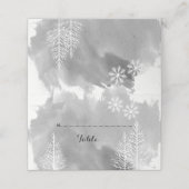 灰色の水色と木の冬のウェディングエスコートカード プレイスカード (外部開封)