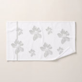 灰色の水色の花ストライプが白 バスタオルセット (ハンドタオル)