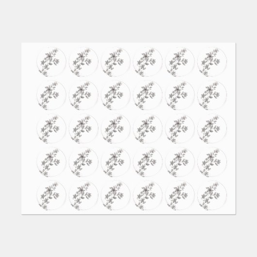 灰色の水色の花 ラベル (シート)