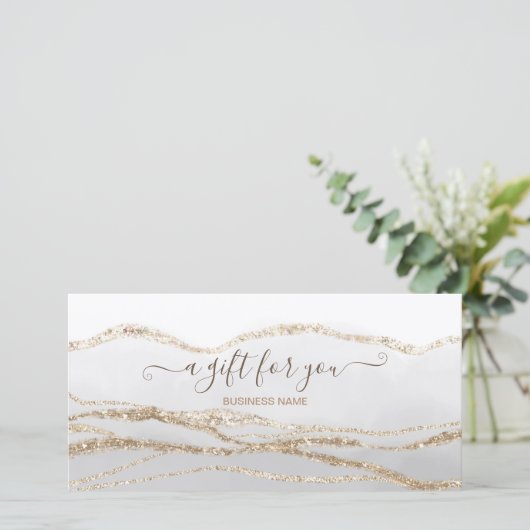 灰色の水色金ゴールドロゴギフト証明書 (スタンド正面)