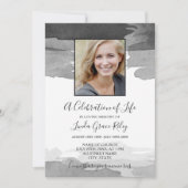 灰色の水色 – 写真 – 生活のお祝い 招待状 (正面)