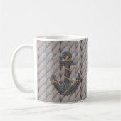 灰色の沿岸ビーチロープの航海のないかり コーヒーマグカップ (左)