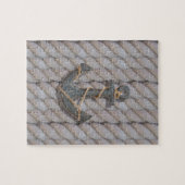 灰色の沿岸ビーチロープの航海のないかり ジグソーパズル (横)