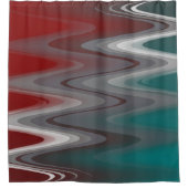 灰色の波オンブルゴーニュティール（緑がかった色） シャワーカーテン (正面)