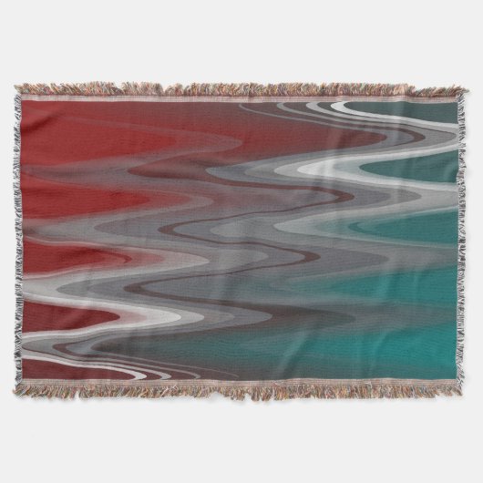 灰色の波オンブルゴーニュティール(緑がかった色) スローブランケット (正面)