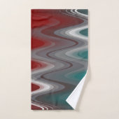 灰色の波オンブルゴーニュティール（緑がかった色） バスタオルセット (ハンドタオル)