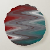 灰色の波オンブルゴーニュティール（緑がかった色） ラウンドクッション (裏面)