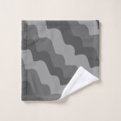 灰色の波状海波のグラデーションパターン バスタオルセット (ウォッシュタオル)