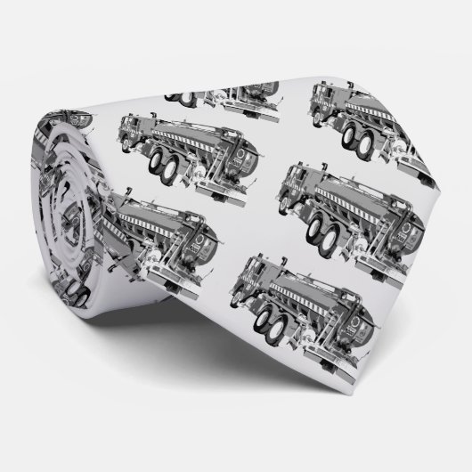 灰色の消防車の油絵を描パターン ネクタイ (ロール)