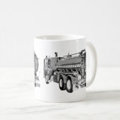灰色の消防車の油絵を描、 コーヒーマグカップ (正面右)