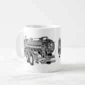 灰色の消防車の油絵を描、 コーヒーマグカップ (正面左)