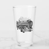 灰色の消防車の油絵を描、 タンブラーグラス (裏面)