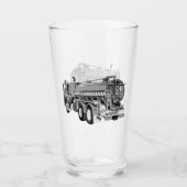 灰色の消防車の油絵を描、 タンブラーグラス (正面)
