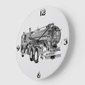 灰色の消防車の油絵を描、 ラージ壁時計 (傾斜)
