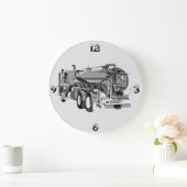 灰色の消防車の油絵を描、 ラージ壁時計 (ホーム)