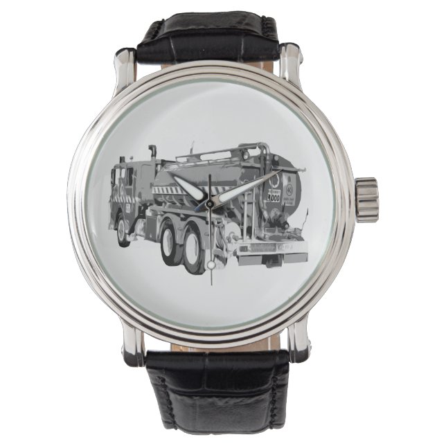 灰色の消防車の油絵を描、 腕時計 (正面)