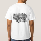 灰色の消防車の油絵を描、 Tシャツ (裏面)