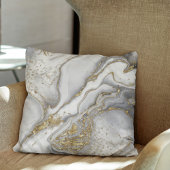 灰色の液体の大理石 – 真珠と金ゴールド クッション