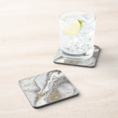 灰色の液体の大理石 – 真珠と金ゴールド コースター (右側)