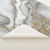 灰色の液体の大理石 – 真珠と金ゴールド シェルパブランケット (3/4)
