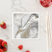 灰色の液体の大理石 – 真珠と金ゴールド スタンダードカクテルナプキン (インサイチュ)