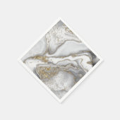 灰色の液体の大理石 – 真珠と金ゴールド スタンダードカクテルナプキン (角)