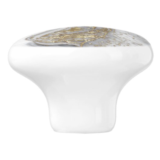 灰色の液体の大理石 – 真珠と金ゴールド セラミックノブ (側面)