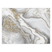 灰色の液体の大理石 – 真珠と金ゴールド テーブルクロス (正面(横))