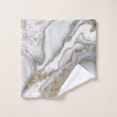 灰色の液体の大理石 – 真珠と金ゴールド バスタオルセット (ウォッシュタオル)