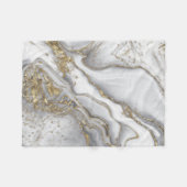灰色の液体の大理石 – 真珠と金ゴールド フリースブランケット (正面(横))