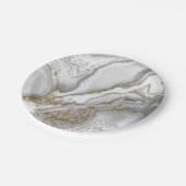 灰色の液体の大理石 – 真珠と金ゴールド ペーパープレート (アングル)