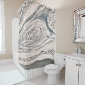 灰色の液体大理石と結晶 – 真珠と銀 シャワーカーテン (インサイチュ)