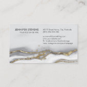 灰色の液体大理石 – 真珠と金ゴールドモノグラム 名刺 (裏面)