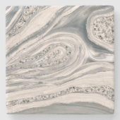 灰色の液大理石と水晶 – 真珠と銀 ストーンコースター (正面)