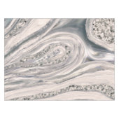 灰色の液大理石と水晶 – 真珠と銀 テーブルクロス (正面(横))