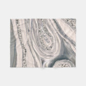 灰色の液大理石と水晶 – 真珠と銀 フリースブランケット (正面(横))