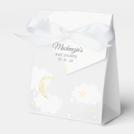 灰色の淡い色のきらめく小さな星の空の赤ちゃんシャワー フェイバーボックス