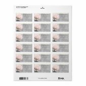 灰色の淡い色の水彩上のピンクのハートの葉の木 ラベル (フルシート)