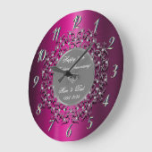 灰色の渦巻き紫色のメタリック25 結婚s ラージ壁時計 (傾斜)