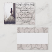 灰色の渦巻の花嫁の花嫁の店の名刺 名刺 (正面/裏面)