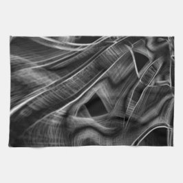 灰色の溝、黒い背景で非常に曲がっている キッチンタオル