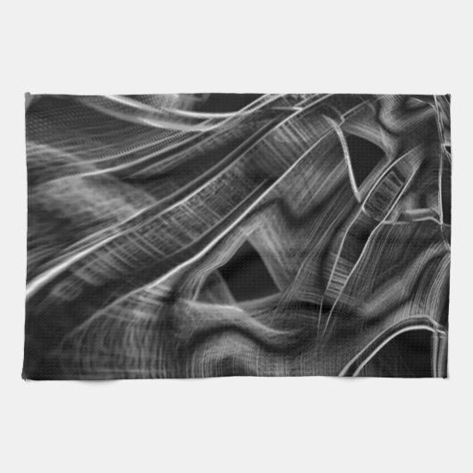 灰色の溝、黒い背景で非常に曲がっている キッチンタオル (横)