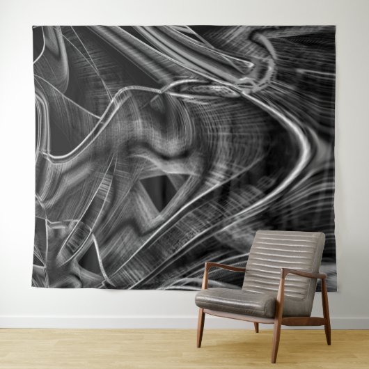 灰色の溝、黒い背景で非常に曲がっている タペストリー (インサイチュ(横))