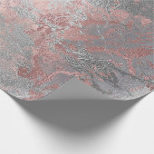 灰色の溶融シルバー赤面ピンク大理石光沢のある金属 ラッピングペーパー (角)